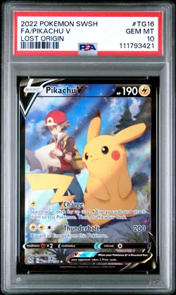 PSA 10 - 2022 POKEMON SWORD & SHIELD LOST ORIGIN TG16 FA/PIKACHU V - Image 1