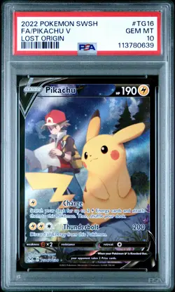 2022 POKEMON SWORD & SHIELD LOST ORIGIN #TG16 FULL ART/PIKACHU V PSA 10 - Image 1