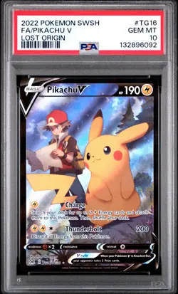 2022 POKEMON SWORD & SHIELD LOST ORIGIN #TG16 FULL ART/PIKACHU V PSA 10 - Image 1