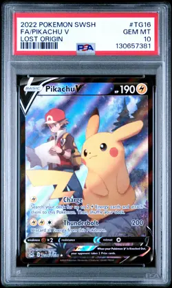 2022 POKEMON SWORD & SHIELD LOST ORIGIN #TG16 FULL ART/PIKACHU V PSA 10 - Image 1