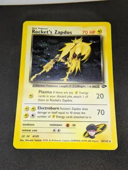 Pokemon TCG Rocket's Zapdos 15/132 Holo Rare Gym Challenge Unlimited Vintage - Image 1