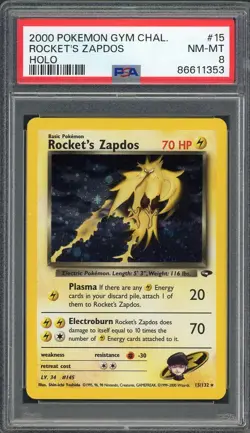 PSA 8 Rocket's Zapdos Gym Challenge 15/132 Holo Pokemon Card B22 - Image 1
