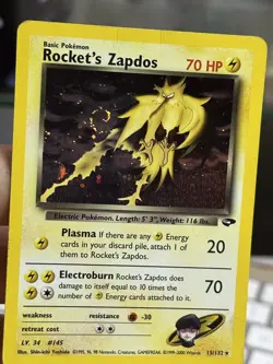 Rocket's Zapdos 15/132 Gym Challenge 2000 SWIRL Holo Rare WOTC Pokemon Card - Image 5