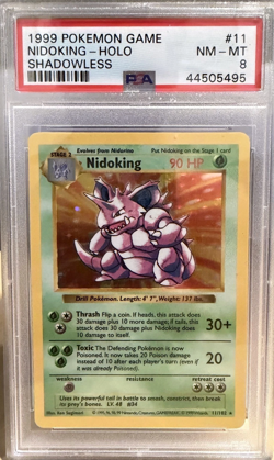 1999 Pokemon Nidoking Base Set Shadowless Holo #11 PSA Graded 8 - Image 1