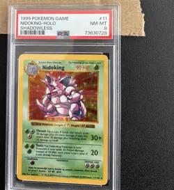 Pokemon Nidoking Base Set Shadowless Holo #11 1999 PSA 8 - Image 1