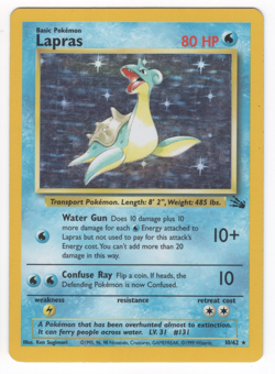 Lapras Holo Rare Pokemon Card - Fossil 10/62 WOTC HP - Image 1