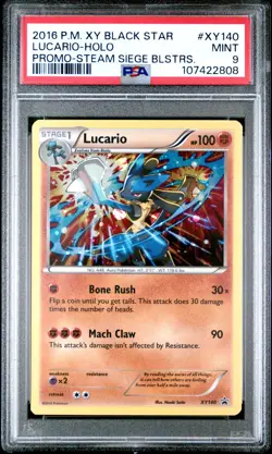 Pokemon XY Black Star Promo #XY140 Lucario - Holo PSA 9 Mint (2016) - Image 1