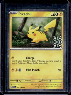 2023 Pokemon SV 151 MEW EN Pikachu Snowflake Stamp Cosmos Holo #025/165 - Image 1
