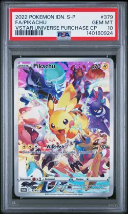 2022 POKEMON INDONESIAN S PROMO #379 FULL ART/PIKACHU PSA 10 - Image 1