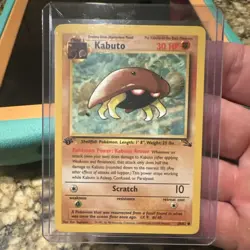 Pokemon TCG 1999 1st Edition Fossil Kabuto 50/62 30 HP Regular Card - Image 1