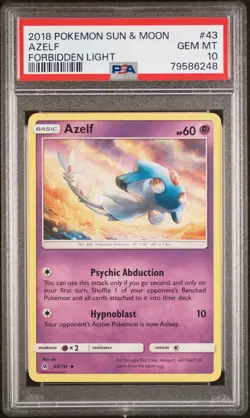 2018 POKEMON SUN & MOON FORBIDDEN LIGHT AZELF #43 - PSA GEM MT 10 - Image 1