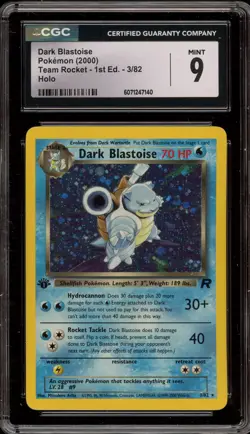 Pokemon Dark Blastoise Team Rocket 1st Edition Holo Rare #3 CGC 9 Mint - Image 1