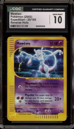 Pokemon Mewtwo Expedition Reverse Holo Rare #20 CGC 10 Gem Mint - Image 1