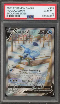 Pokemon Glaceon V Evolving Skies Full Alt Art #175 PSA 10 Gem Mint - Image 1