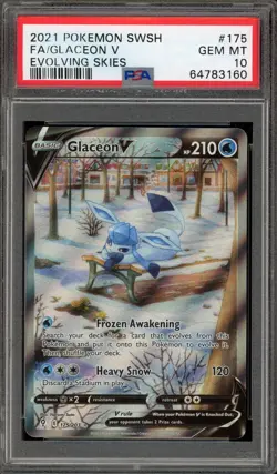 Pokemon Glaceon V Evolving Skies Full Alt Art #175 PSA 10 Gem Mint - Image 1