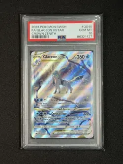 2023 POKEMON SWORD & SHIELD CROWN ZENITH #GG40 FULL ART/GLACEON VSTAR PSA 10 - Image 1
