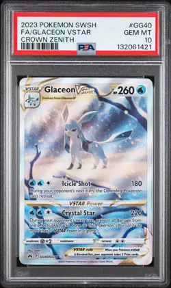 2023 Pokemon Sword Shield SWSH Full Art Glaceon Vstar Crown Zenith #GG40 PSA 10 - Image 1