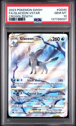 2023 POKEMON SWORD & SHIELD CROWN ZENITH #GG40 FULL ART/GLACEON VSTAR PSA 10 - Image 1