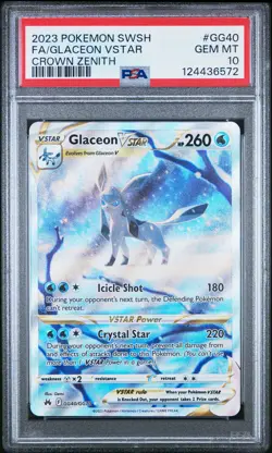 2023 POKEMON SWORD & SHIELD CROWN ZENITH #GG40 FULL ART/GLACEON VSTAR PSA 10 - Image 1