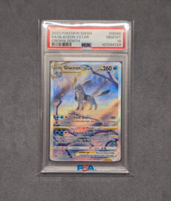 2023 POKEMON SWORD & SHIELD CROWN ZENITH #GG40 FULL ART/GLACEON VSTAR PSA 10 - Image 1