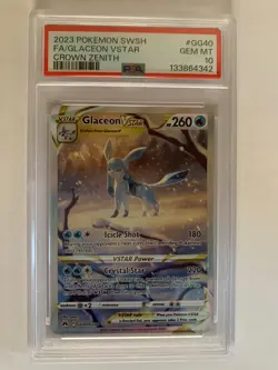 2023 POKEMON SWORD & SHIELD CROWN ZENITH #GG40 FULL ART/GLACEON VSTAR PSA 10 - Image 1