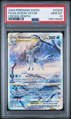 2023 POKEMON SWORD & SHIELD CROWN ZENITH #GG40 FULL ART/GLACEON VSTAR PSA 10 - Image 1