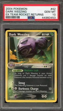 Pokemon Dark Weezing EX Team Rocket Returns #42 PSA 10 Gem Mint - Image 1