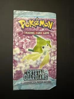 EX Crystal Guardians Jirachi Art EMPTY Pokemon Pack Wrapper OPENED NO CARDS - Image 1