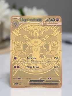 Pokemon Mega Lucario ex Gold Metal Card Stainless Steel Gift/Display - Image 1