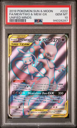 PSA 10 Mewtwo & Mew Gx 222/236 Unified Minds Pokemon - Image 1