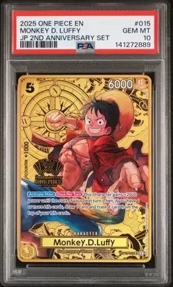 2025 ONE PIECE JPN 2ND ANV SET #015 MONKEY D. LUFFY PSA 10 - Image 1