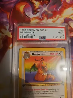 Dragonite PSA 9 Pokemon Card 19/62 Fossil Set 1st Edition Rare Non Holo 1999 - Image 2