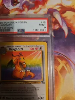 Dragonite PSA 9 Pokemon Card 19/62 Fossil Set 1st Edition Rare Non Holo 1999 - Image 3