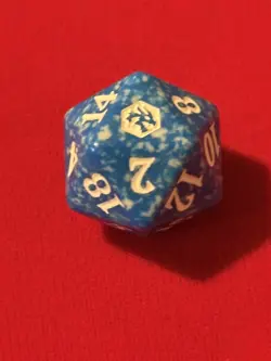 mtg d20 non-Spindown dice, Adventures in the Forgotten Realms, Blue w/ white - Image 1