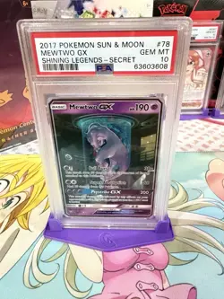 2017 POKEMON SUN & MOON SHINING LEGENDS #78/73 MEWTWO GX SECRET RARE PSA 10 - Image 1