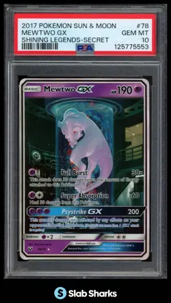 2017 POKEMON SUN & MOON SHINING LEGENDS #78/73 MEWTWO GX SECRET RARE PSA 10 - Image 1