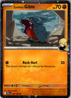 Cynthia's Gible - 102/182 - Pokemon Destined Rivals Cosmos Holo NM - Image 1