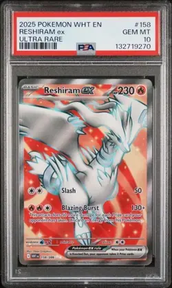 RESHIRAM EX #158/086 PSA 10 • 2025 Pokemon Sv: White Flare Ultra Rare Holo EX - Image 1