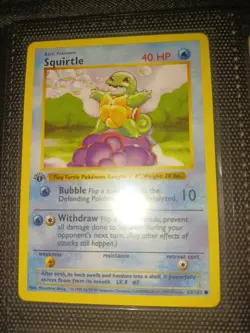 Squirtle - 63/102 - Base Set - 1st Edition Shadowless Card - Pokemon Card - Image 1