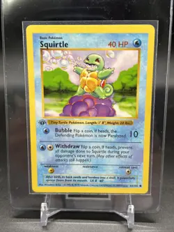 1st Edition Squirtle 63/102 Base Set Shadowless Pokemon Card NM - Image 5