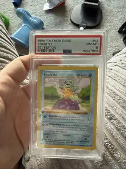 Pokemon PSA 8 Squirtle lst Edition Shadowless Base Set 1999 Card 63/102 - Image 1