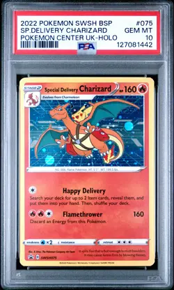 2022 POKEMON SWSH BLACK STAR PROMO #075 SPECIAL DELIVERY CHARIZARD-HOLO PSA 10 - Image 1