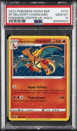 2022 POKEMON SWSH BLACK STAR PROMO #075 SPECIAL DELIVERY CHARIZARD-HOLO PSA 10 - Image 1