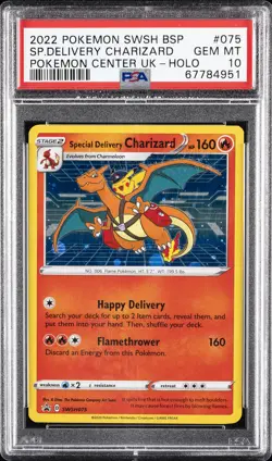2022 POKEMON SWSH BLACK STAR PROMO #075 SPECIAL DELIVERY CHARIZARD-HOLO PSA 10 - Image 1