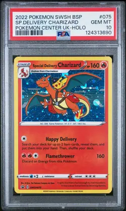 2022 POKEMON SWSH BLACK STAR PROMO #075 SPECIAL DELIVERY CHARIZARD-HOLO PSA 10 - Image 1