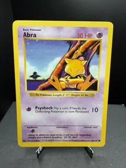 Pokemon TCG WOTC Shadowless Base Set Abra 43/102 Common LP/NM - Image 1