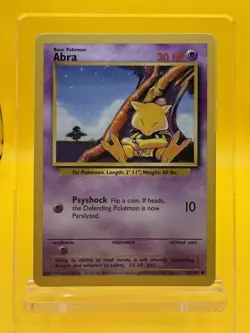 🔥 Abra 43/102 Base Set Unlimited Common Regular Pokemon TCG 1999 Very LP/EX - Image 1