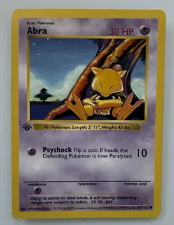 Pokemon TCG Abra 43/102 Base Set First Edition Shadowless Common Vintage - Image 1