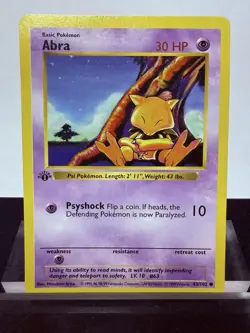 1999 Abra 43/102 Base Set *1ST EDITION* Shadowless Vintage Pokemon TCG NM/Mint - Image 1