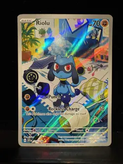 Pokemon Riolu TCG Scarlet & Violet Base Set Holo Card 215/198 Illustration Rare - Image 1